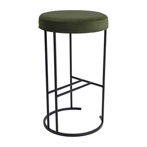 Blackley Black Iron Kitchen Stool - Moss Velvet