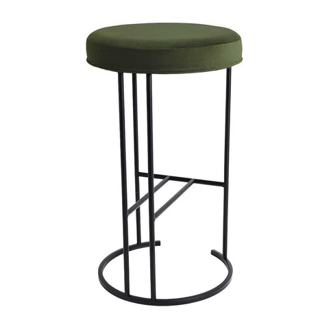 Blackley Black Iron Kitchen Stool - Moss Velvet