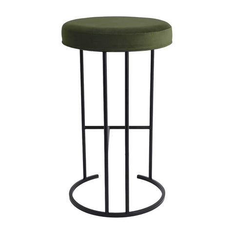 Blackley Black Iron Kitchen Stool - Moss Velvet