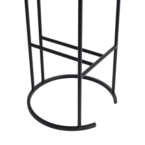 Blackley Black Iron Kitchen Stool - Dark Chocolate Velvet