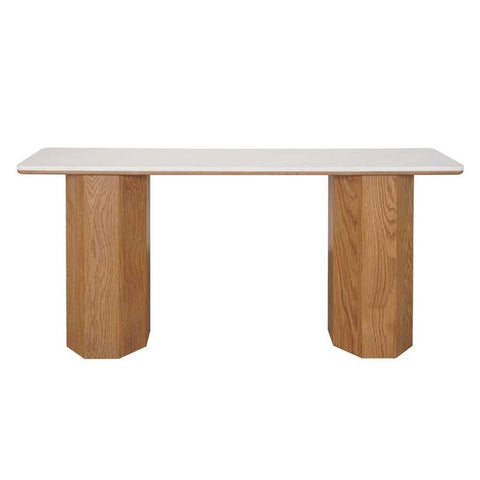 Barlow 160cm Marble Console Table - Natural Oak