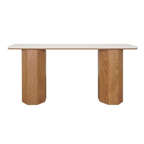 Barlow 160cm Marble Console Table - Natural Oak