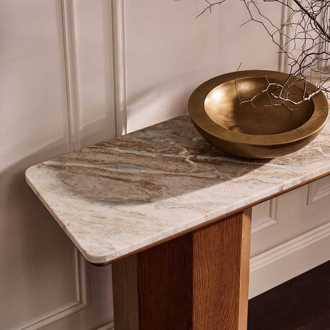 Barlow 160cm Marble Console Table - Walnut
