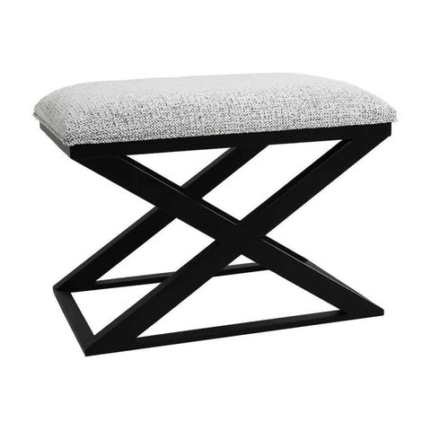 Spencer Black Timber Stool - Salt &amp; Pepper