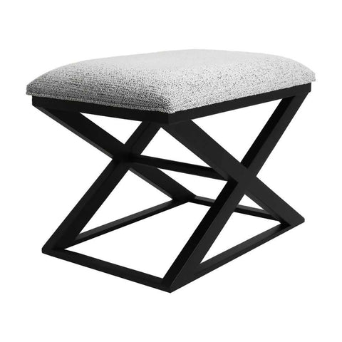 Spencer Black Timber Stool - Salt &amp; Pepper