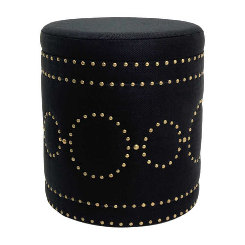 Bradshaw Round Storage Stool - Black Linen