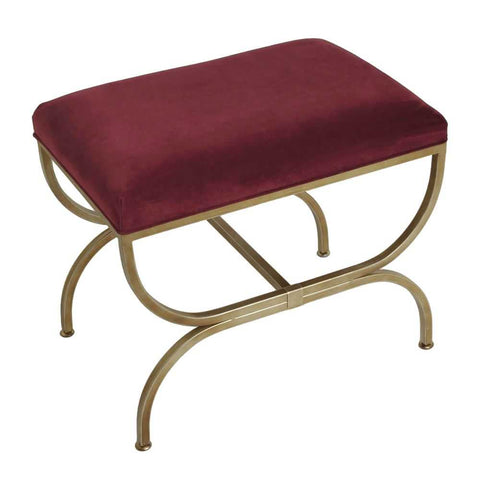 Novak Antique Gold Iron Stool - Mulberry Velvet - OUTLET NSW