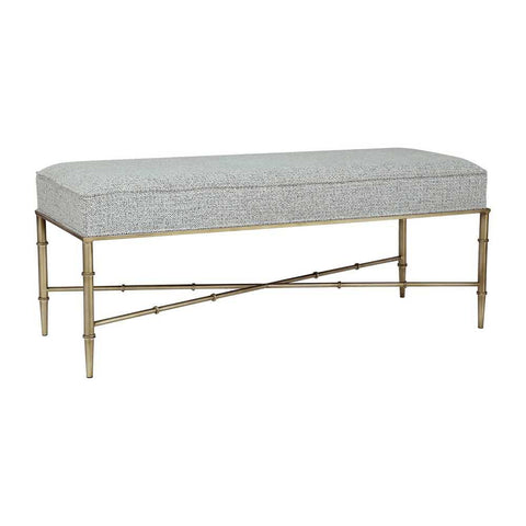 Hacienda Antique Gold Iron Bench Ottoman - Salt &amp; Pepper