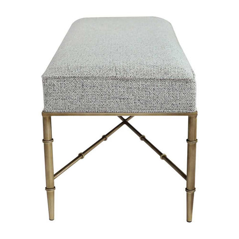 Hacienda Antique Gold Iron Bench Ottoman - Salt &amp; Pepper
