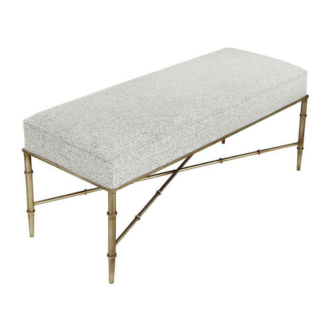 Hacienda Antique Gold Iron Bench Ottoman - Salt &amp; Pepper