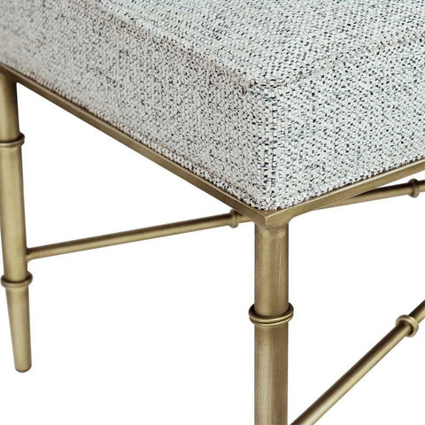 Hacienda Antique Gold Iron Bench Ottoman - Salt &amp; Pepper
