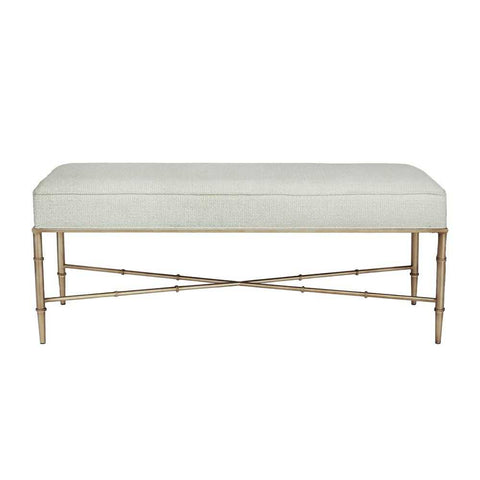 Hacienda Antique Gold Iron Bench Ottoman - Speckle Ecru