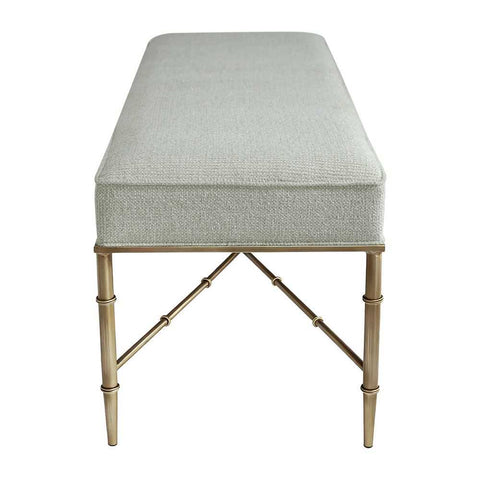 Hacienda Antique Gold Iron Bench Ottoman - Speckle Ecru
