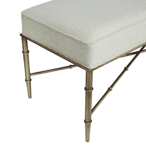 Hacienda Antique Gold Iron Bench Ottoman - Speckle Ecru