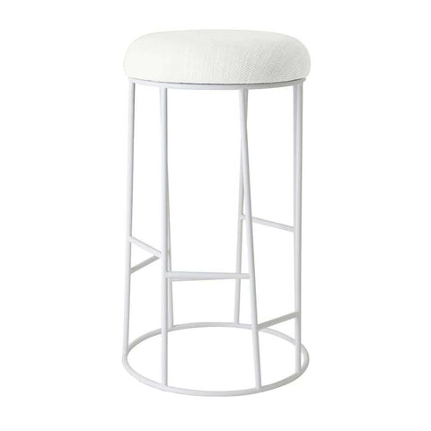 Aiden White Steel Bar Stool - Natural Linen