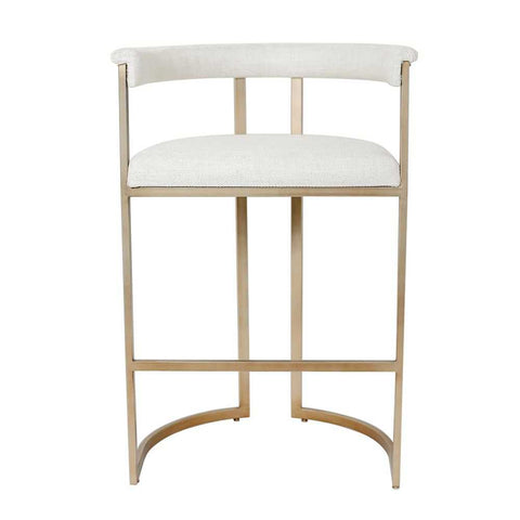 Dino Kitchen Stool with Upholstered Arms - Natural Linen