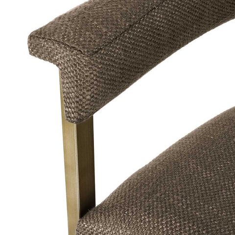 Dino Kitchen Stool with Upholstered Arms - Chocolate Linen
