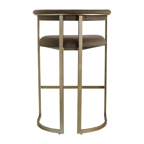 Dino Kitchen Stool with Upholstered Arms - Chocolate Linen