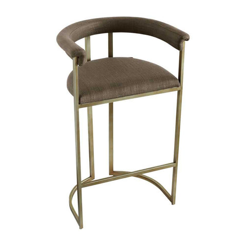 Dino Bar Stool with Upholstered Arms - Chocolate Linen