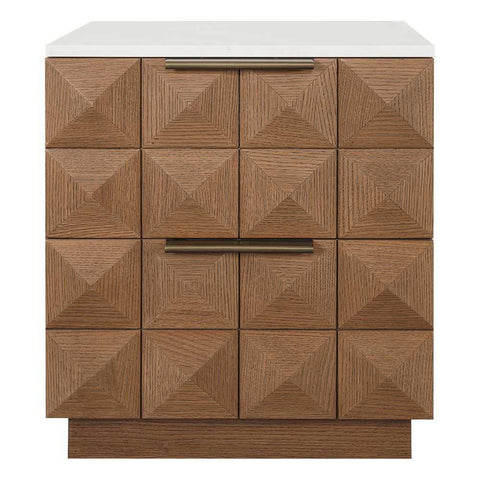 Benedict Walnut Bedside Table - White Marble