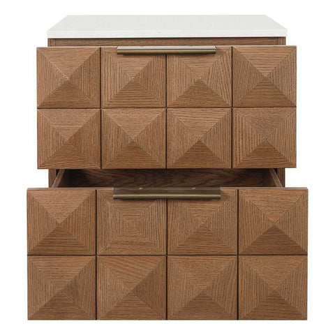 Benedict Walnut Bedside Table - White Marble