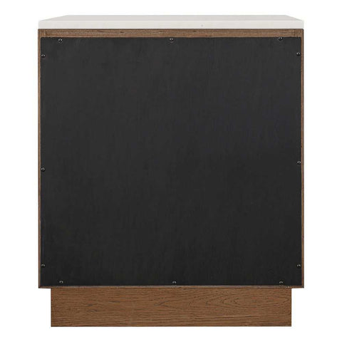 Benedict Walnut Bedside Table - White Marble