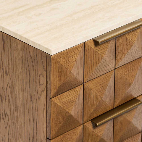 Benedict Walnut Bedside Table - Travertine