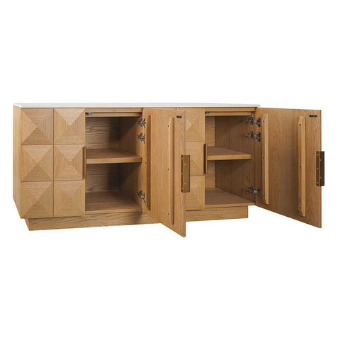 Benedict Natural Oak Buffet - White Marble
