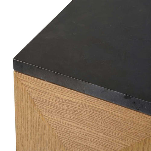 Benedict Natural Oak Buffet - Black Marble