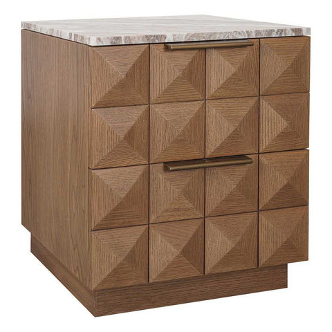 Benedict Walnut Bedside Table - River Brown Marble