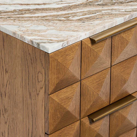 Benedict Walnut Bedside Table - River Brown Marble