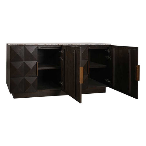 Benedict Smoked Oak Buffet - River Brown Marble