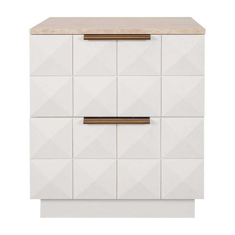 Benedict White Oak Bedside Table - Travertine