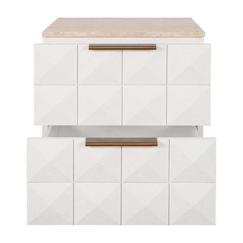Benedict White Oak Bedside Table - Travertine
