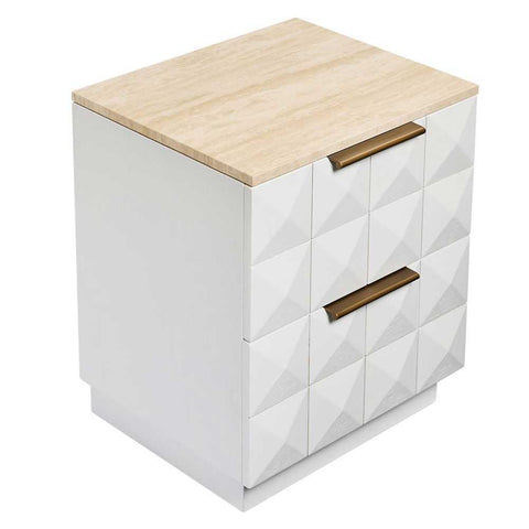 Benedict White Oak Bedside Table - Travertine