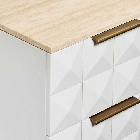 Benedict White Oak Bedside Table - Travertine