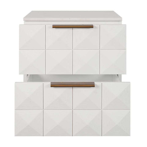 Benedict White Oak Bedside Table - White Marble