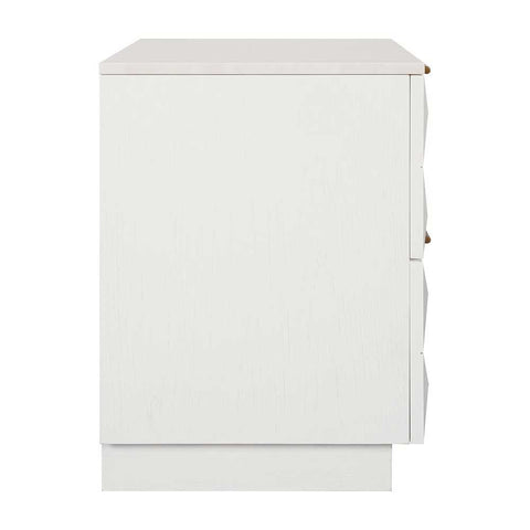 Benedict White Oak Bedside Table - White Marble