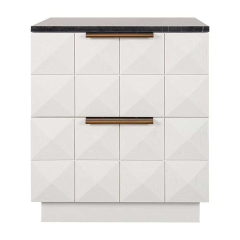 Benedict White Oak Bedside Table - Black Marble