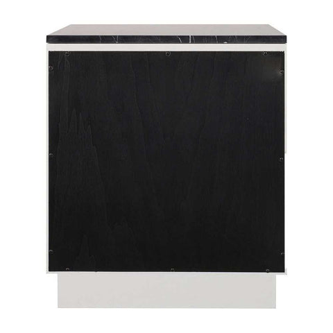 Benedict White Oak Bedside Table - Black Marble