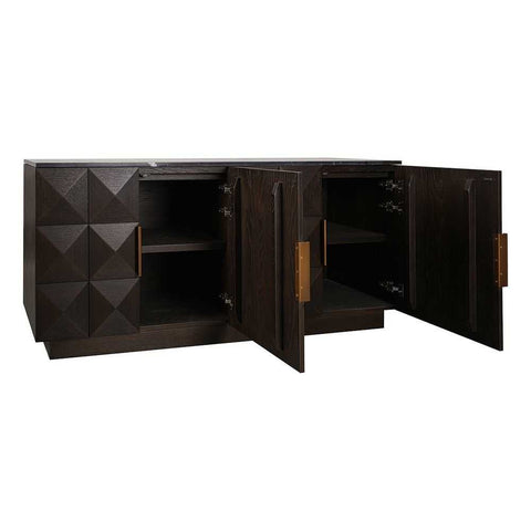 Benedict Smoked Oak Buffet - Black Marble