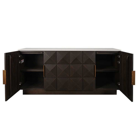 Benedict Smoked Oak Buffet - White Marble