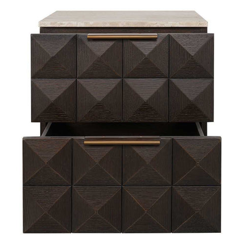 Benedict Smoked Oak Bedside Table - Travertine