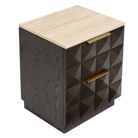 Benedict Smoked Oak Bedside Table - Travertine