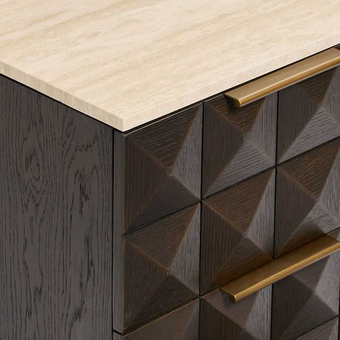 Benedict Smoked Oak Bedside Table - Travertine