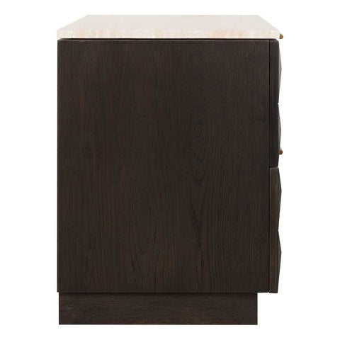 Benedict Smoked Oak Bedside Table - Travertine