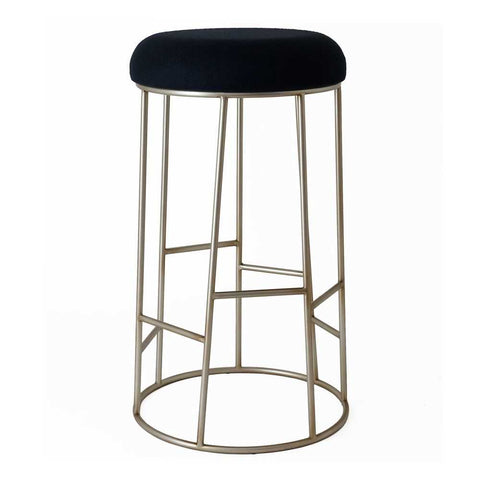 Aiden Gold Steel Bar Stool - Black Linen