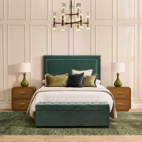 Manhattan 160x150cm Queen Bedhead - Teal Velvet