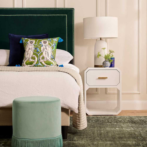 Manhattan 160x150cm Queen Bedhead - Teal Velvet