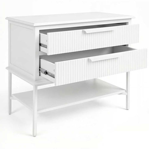 Aimee Bedside Table - Large All White - OUTLET NSW